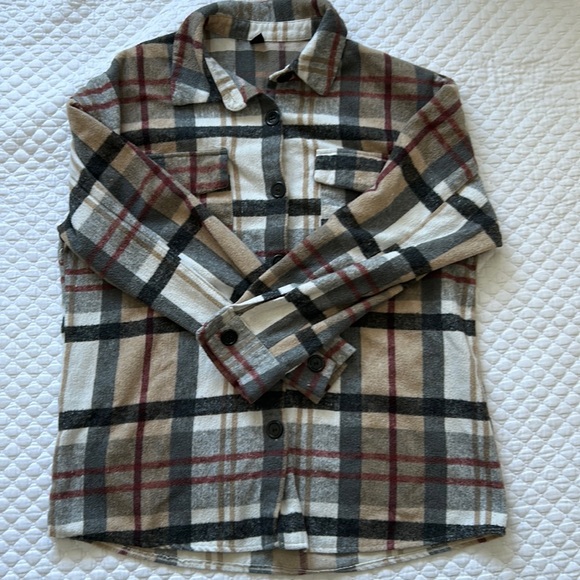 SHEIN Tops - Plaid over size button down